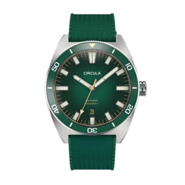  Circula MEN'S Aquasport Ii Rubber Green Dial Watch AE-ST-PG