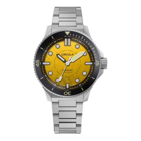  Circula MEN'S Divesport Titanium Titanium Yellow Dial Watch DE-TR-JS+TH-T