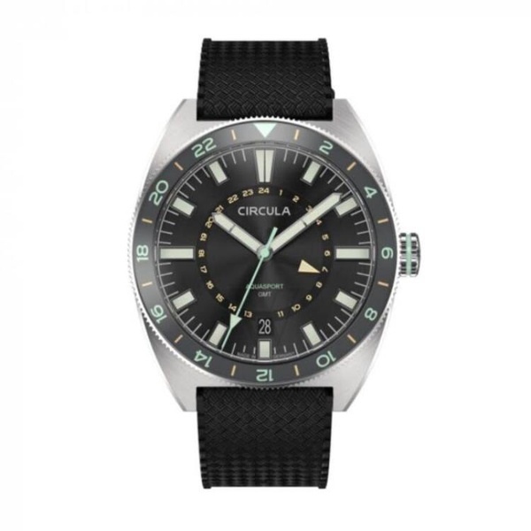  Circula MEN'S Aquasport Gmt Rubber Grey Dial Watch AG-ST-GS