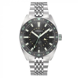 Circula MEN'S Aquasport Gmt Stainless Steel Grey Dial Watch AG-ST-GS+SB-A