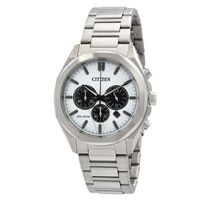 Citizen MEN'S Eco-Drive Chronograph Stainless Steel White Dial Watch CA4590-81A