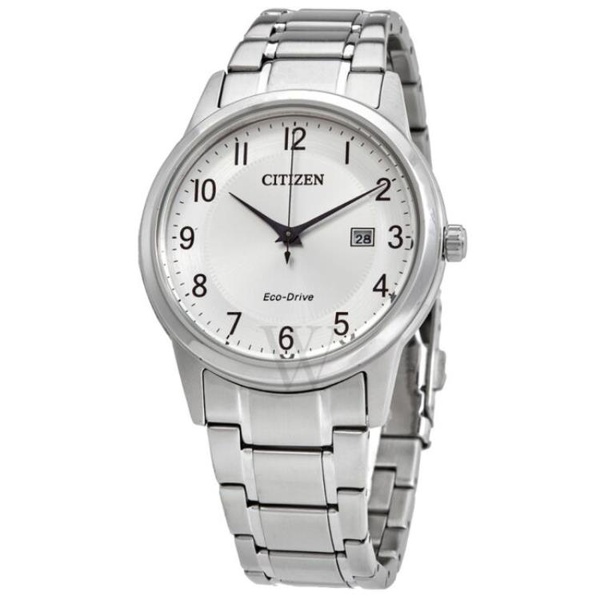  Citizen MEN'S Eco-Drive Stainless Steel Silver Dial Watch AW1231-58B
