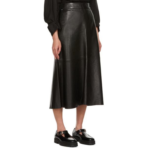  Citizens of Humanity Black Aria Leather Midi Skirt 232030F092001