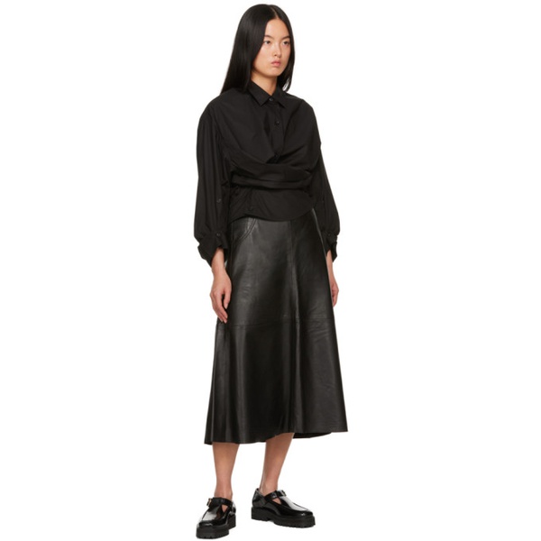  Citizens of Humanity Black Aria Leather Midi Skirt 232030F092001