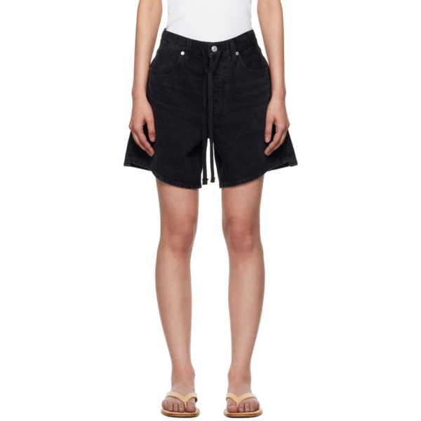  Citizens of Humanity Black Brynn Drawstring Denim Shorts 242030F088000