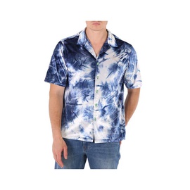 클랏 Clot Mens Blue Open Collar Tie-Dye Bowler Shirt CLSH22S20015-BLUE