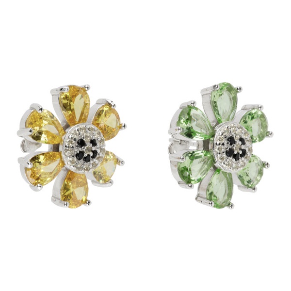  콜리나 스트라다 Collina Strada SSENSE Exclusive Green & Yellow Happy Flower Earrings 241236F022013