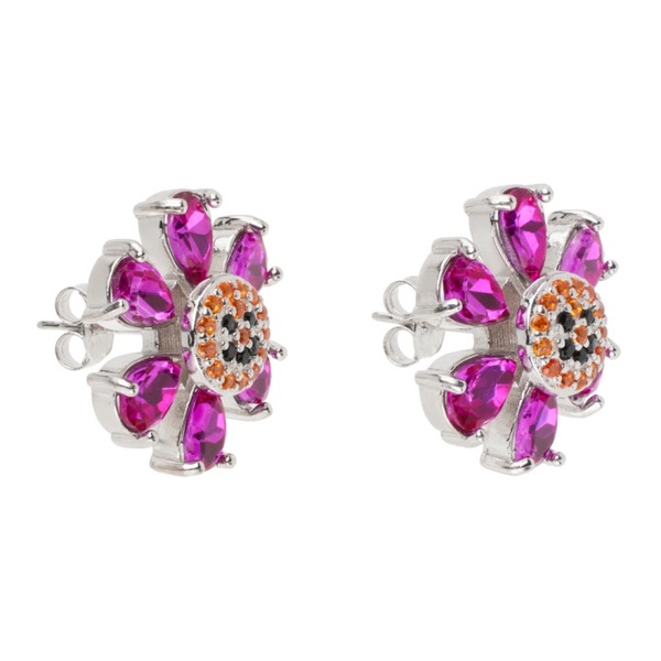  콜리나 스트라다 Collina Strada SSENSE Exclusive Pink & Silver Happy Flower Earrings 241236F022014