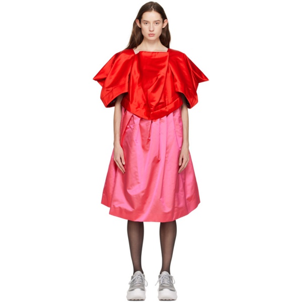 알렉산더 맥퀸 Comme des Garcons Red & Pink Oversized Midi Dress 232245F054000