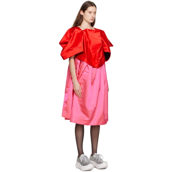 알렉산더 맥퀸 Comme des Garcons Red & Pink Oversized Midi Dress 232245F054000