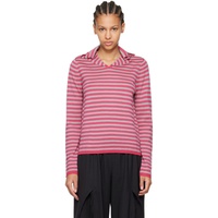 Comme des Garcons Girl Pink & Gray Striped Sweater 242670F110002