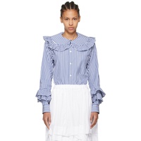 Comme des Garcons Girl Navy & White Striped Shirt 242670F109002