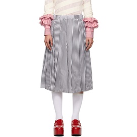 Comme des Garcons Girl Black & White Striped Midi Skirt 242670F092001