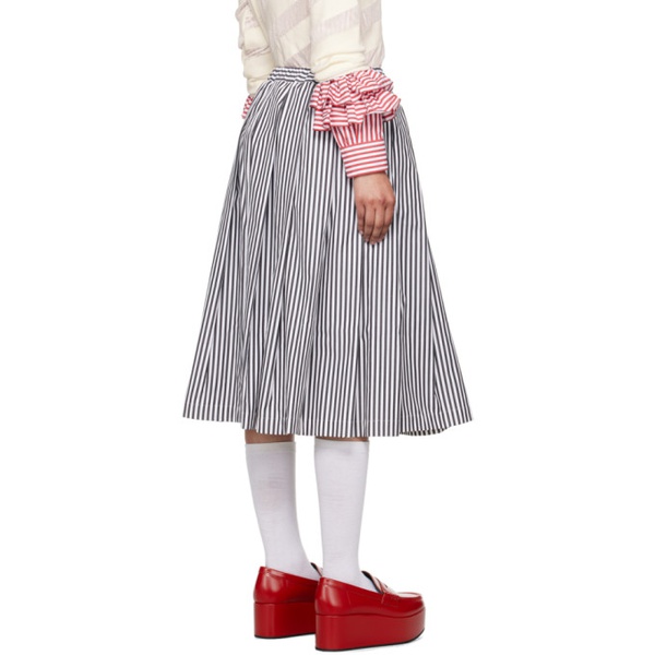  Comme des Garcons Girl Black & White Striped Midi Skirt 242670F092001