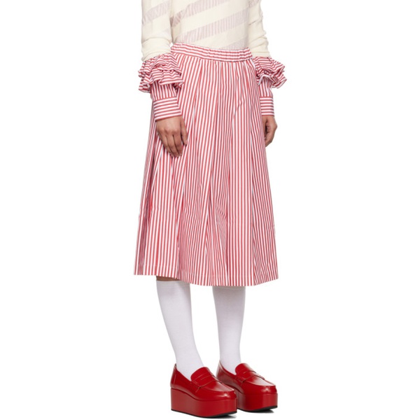  Comme des Garcons Girl Red & White Striped Midi Skirt 242670F092000