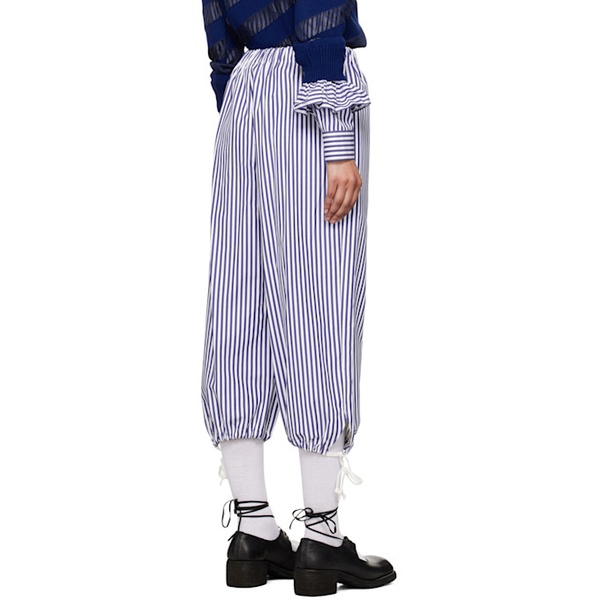 Comme des Garcons Girl Navy & White Striped Trousers 242670F087000