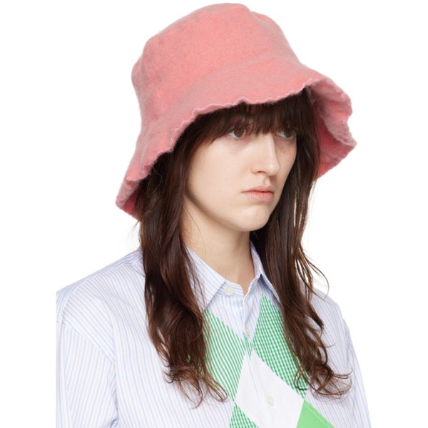  Comme des Garcons Shirt Pink Wool Nylon Tweed Bucket Hat 232270F015001