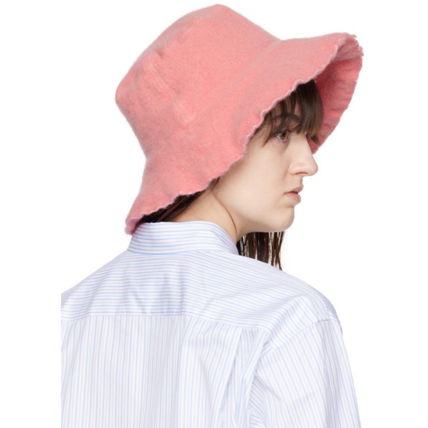 Comme des Garcons Shirt Pink Wool Nylon Tweed Bucket Hat 232270F015001