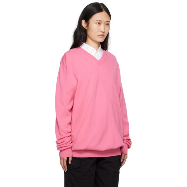  Comme des Garcons Shirt Pink V-Neck Sweater 232270F100000