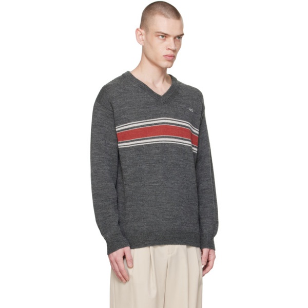  Commission Gray Stripe Sweater 241400M206000