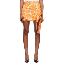 Commission Orange Snipped Miniskirt 231400F090001