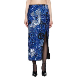 Conner Ives Blue Sequin Maxi Skirt 241954F093000