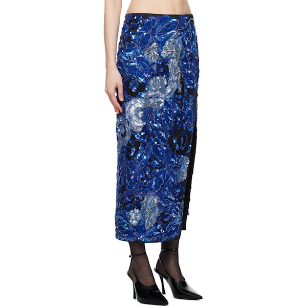  Conner Ives Blue Sequin Maxi Skirt 241954F093000