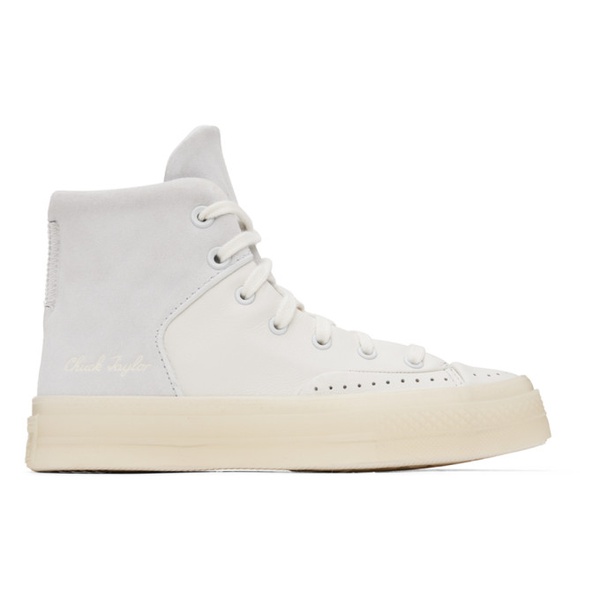  컨버스 Converse White & Gray Chuck 70 Marquis Leather Sneakers 241799F127036