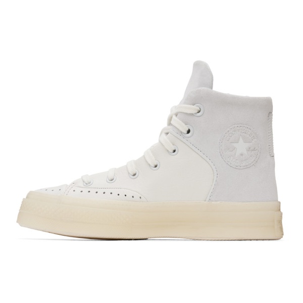  컨버스 Converse White & Gray Chuck 70 Marquis Leather Sneakers 241799F127036