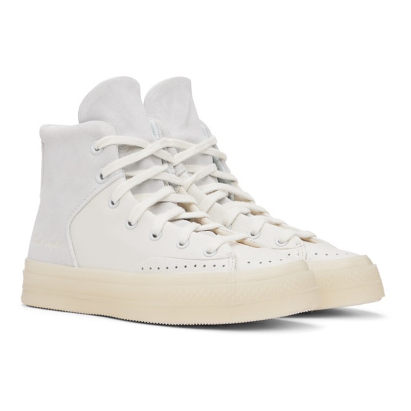  컨버스 Converse White & Gray Chuck 70 Marquis Leather Sneakers 241799F127036