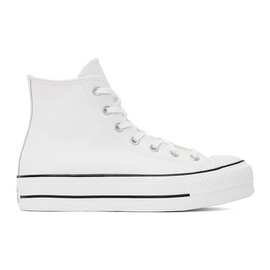 컨버스 Converse White Chuck Taylor All Star Lift Leather High Top Sneakers 242799M236000