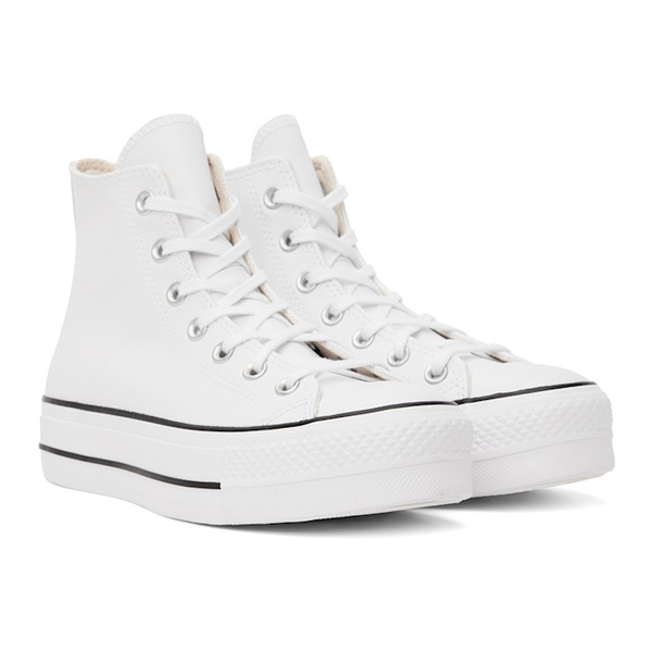  컨버스 Converse White Chuck Taylor All Star Lift Leather High Top Sneakers 242799M236000