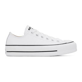 컨버스 Converse White Chuck Taylor All Star Platform Leather Low Top Sneakers 242799M237001