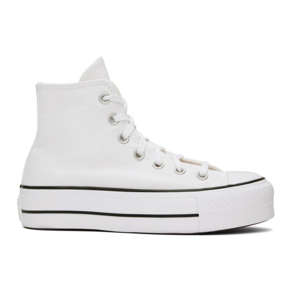  컨버스 Converse White Chuck Taylor All Star Canvas Platform High Top Sneakers 242799F127014