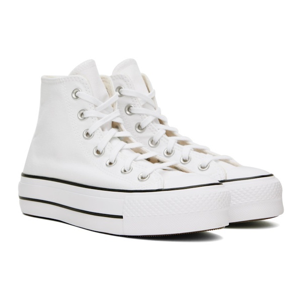  컨버스 Converse White Chuck Taylor All Star Canvas Platform High Top Sneakers 242799F127014
