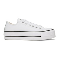 컨버스 Converse White Chuck Taylor All Star Platform Leather Low Top Sneakers 242799F128020