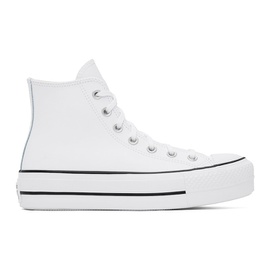 컨버스 Converse White Chuck Taylor All Star Lift Leather High Sneakers 242799F127020