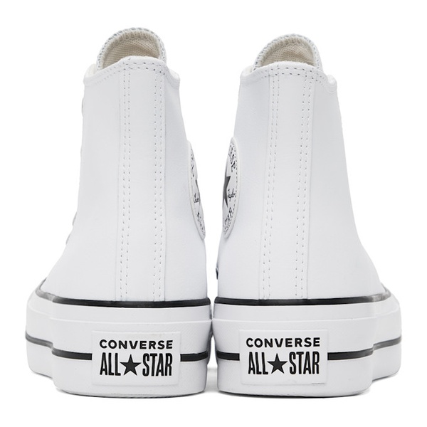  컨버스 Converse White Chuck Taylor All Star Lift Leather High Sneakers 242799F127020