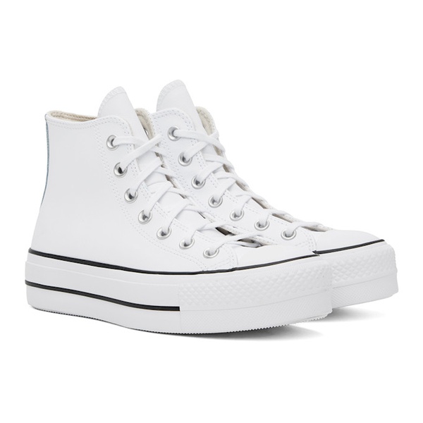  컨버스 Converse White Chuck Taylor All Star Lift Leather High Sneakers 242799F127020