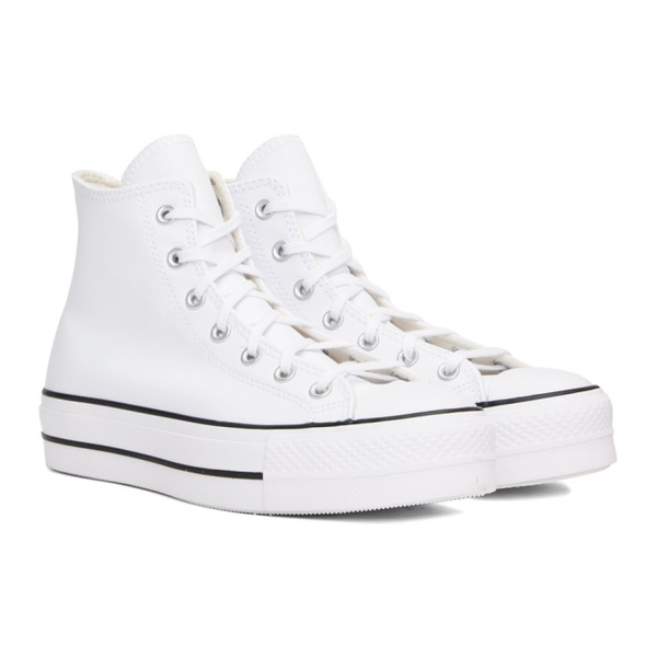  컨버스 Converse White Leather Chuck Taylor All Star Platform Sneakers 231799M236045