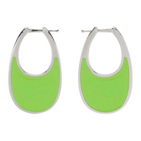 코페르니 Coperni Silver & Green Medium Swipe Earrings 231325F022003