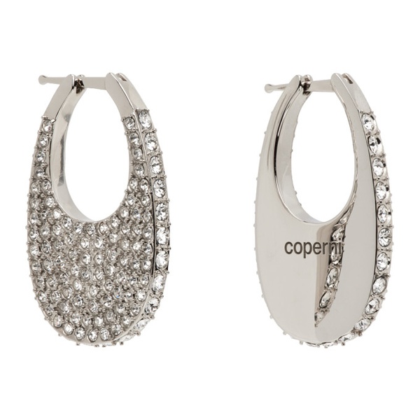  코페르니 Coperni Silver Crystal Medium Swipe Earrings 241325F022005
