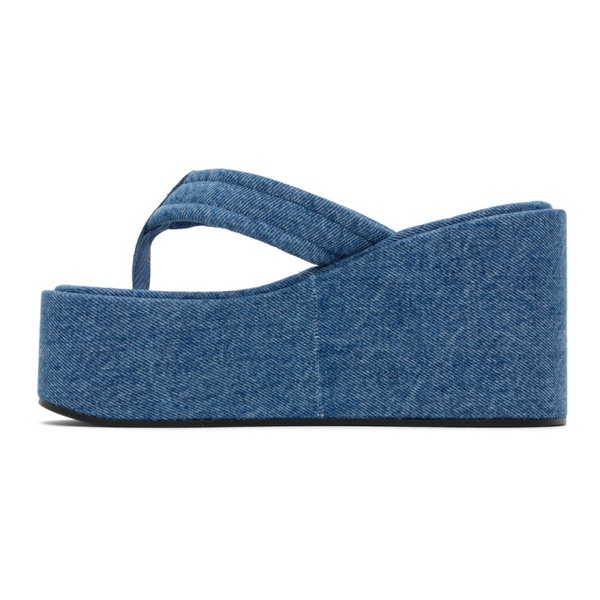  코페르니 Coperni Blue Denim Branded Wedge Sandals 241325F124004