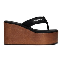 코페르니 Coperni Black Wooden Branded Wedge Sandals 241325F124005