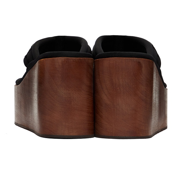  코페르니 Coperni Black Wooden Branded Wedge Sandals 241325F124005