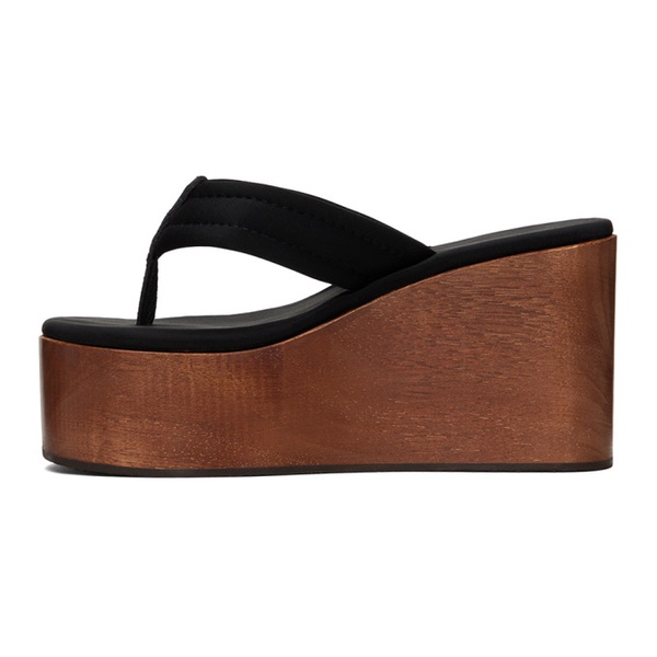  코페르니 Coperni Black Wooden Branded Wedge Sandals 241325F124005