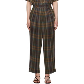 Cordera Brown Checkered Trousers 241909F087020