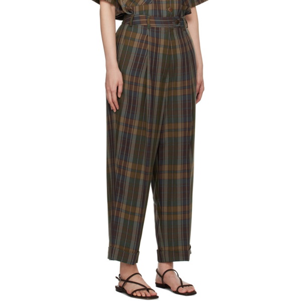  Cordera Brown Checkered Trousers 241909F087020