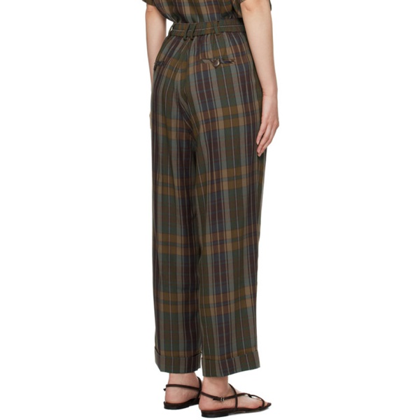  Cordera Brown Checkered Trousers 241909F087020
