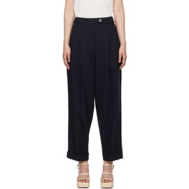 Cordera Navy Pleated Trousers 241909F087022
